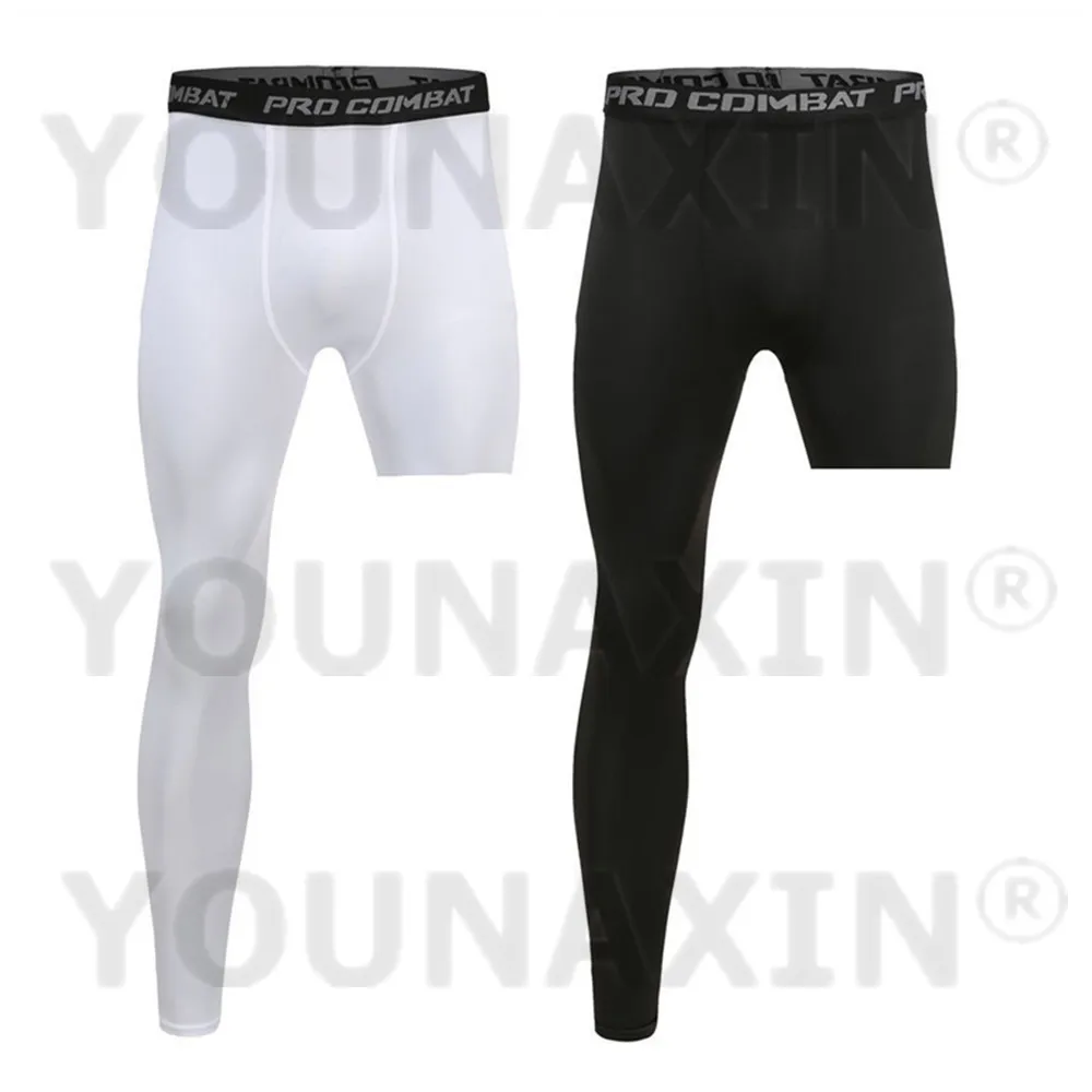 Men Compression Shorts 3/4 Cropped Pants Base Layer Exercise Trousers Running Tights Basketball Training Sport One Leg Leggings