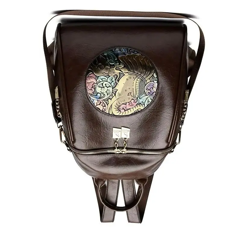 Soft Leather Backpack Women's Trendy Casual Versatile Casual Large-capacity Travel Backpack Exquisite Simple Fashion Personality