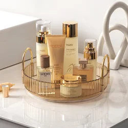 Rotating Makeup Organizer for Vanity, High-Capacity Skincare Clear Make Up Storage Perfume Cosmetic Dresser Organizer Countertop