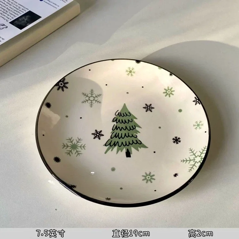 Christmas gift, Christmas tree ceramic tableware   and generous, high temperature and fashionable dessert breakfast plate