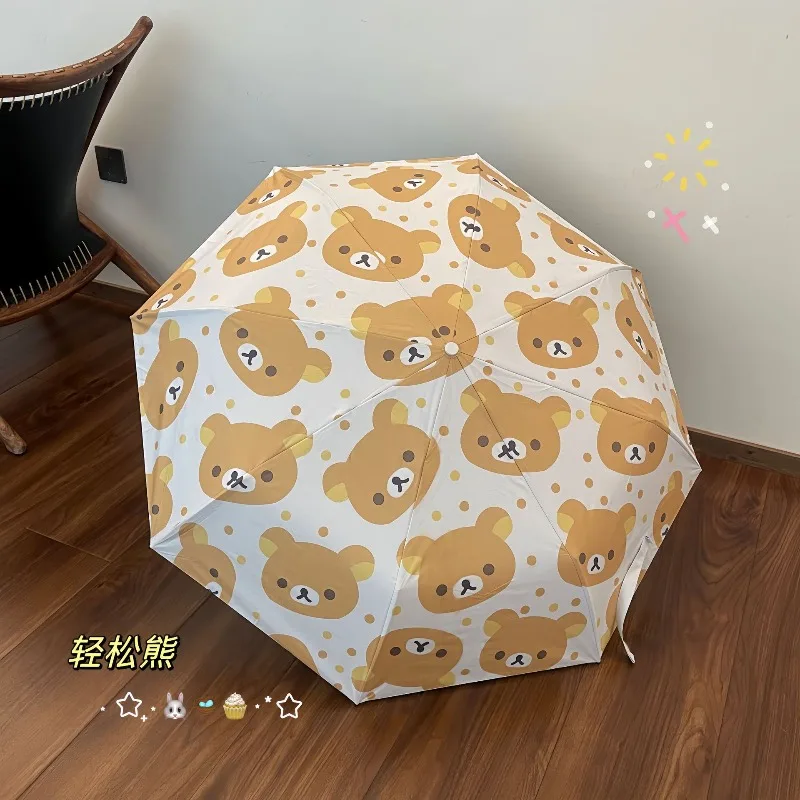 

New Anime Rilakkumas Parasol Umbrella Relax Bear Beach Umbrellas Summer Outdoors Sunscreen Ultraviolet-Proof Fold Rain Gear Gift