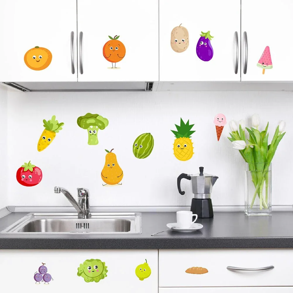 Tape Wall Sticker Party Vegetable Waterproof Anti-oil DIY Decor Fruit Home PVC Paste Removable 30x30cm 2022 New