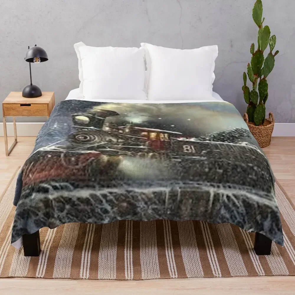 Tren de Navidad 81, manta de tiro, regalo personalizado, fundas de cama gruesas de lujo, mantas a cuadros en el sofá