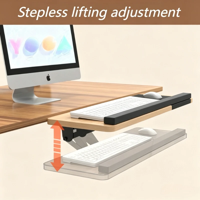 Under Table Keyboard Bracket Adjustable Lifting Keyboards Mouse Storage Stand Rotatable Keyboard Holder Keyboards Organizer