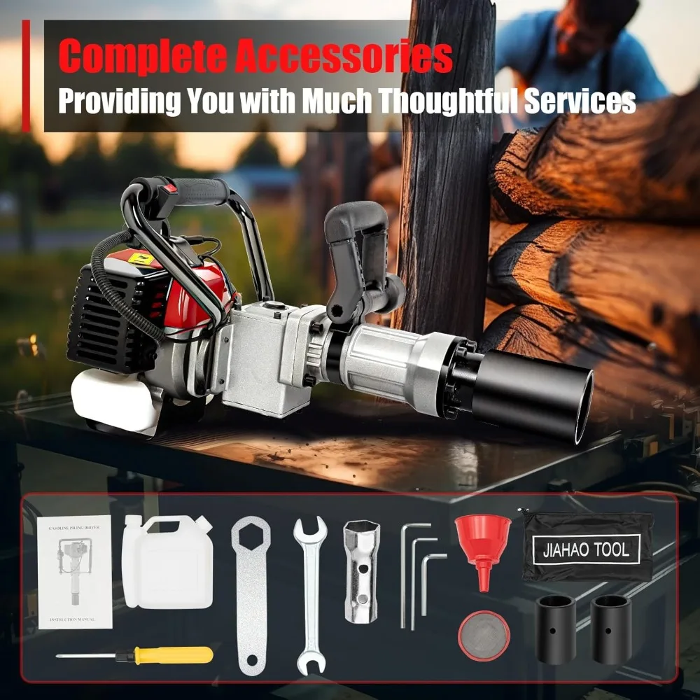 32.7CC T Post Driver, 2-Stroke Gas Powered T-Post Driver, 900W Post Driver Gas Powered Push Pile Digger (32.7CC 8500 RPM)