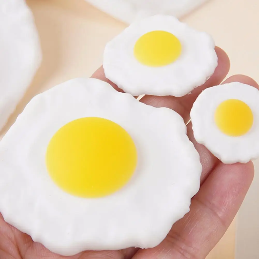 Adult Stress Toy Stress Relief Egg Toy Simulation Egg Squeeze Toy Realistic Poached Egg Model Anti-anxiety Stress Reliever Diy