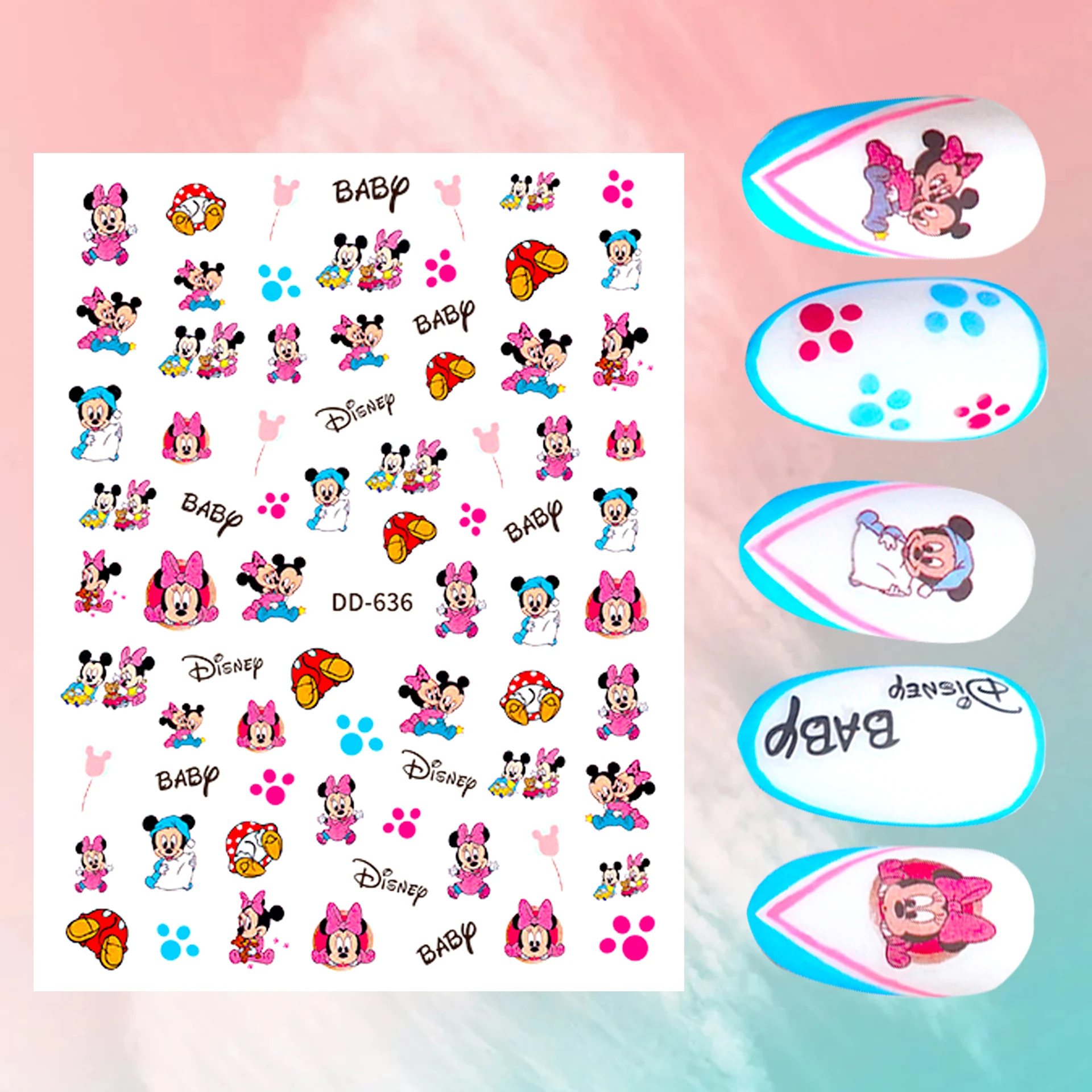 Anime Winnie the Pooh Donald Duck Nail Sticker Nail Art Decoration Disney Mickey Mouse Stitch 3D Sticker DIY Nail Art Supplies