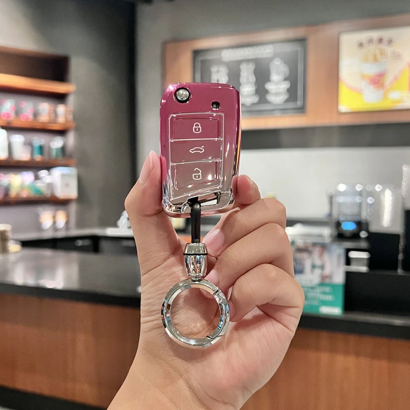 ساكورا الوردي تي بي يو لشركة فولكس فاجن جولف 7 MK7 سكودا سيات اوكتافيا كومبي ليون إيبيزا كوبترا الوجه حافظة مفاتيح السيارة غطاء فوب كيرينغ اكسسوارات