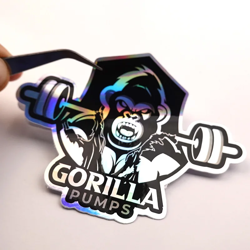 50pcs Custom Holographic Stickers Labels Vinyl Die Cut DIY Decals Personalize Sparkle Shiny Party Wedding Sticker Business Label