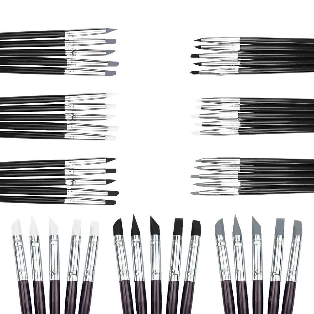 5Pcs/set Dental Resin Silicone Shaping Pen Brush Teeth Shaping DIY Drawing Tools Dentistry Composite Cement Porcelain Art Brush