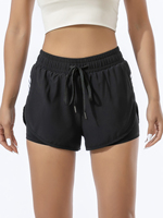 Women's Athletic Shorts, Summer Running Yoga Fitness, 2-in-1 Quick-Dry Badminton Training, Sporty Style With Pocket For Phone