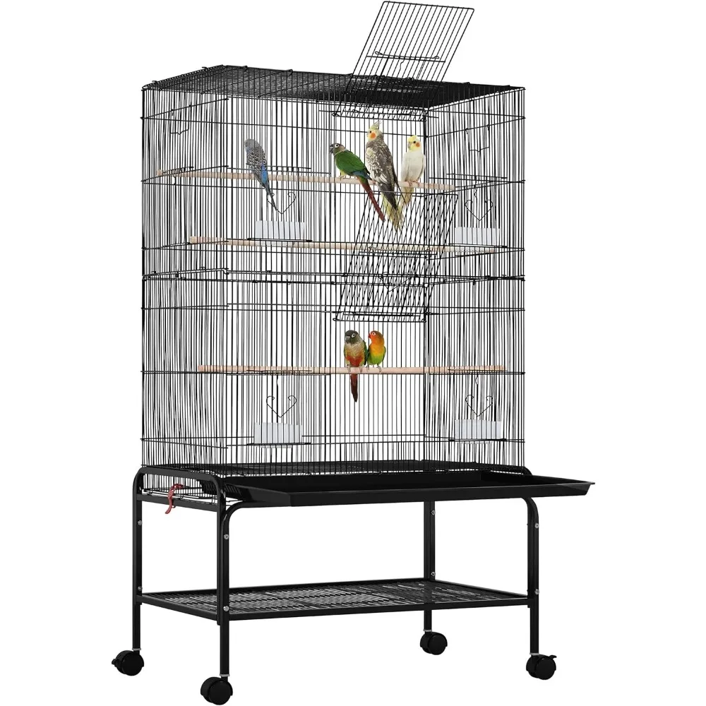 

53'' Large Bird Cage Budgie Cage for Parakeets Cockatiels Conures Lovebirds Parrots with Rolling Stand