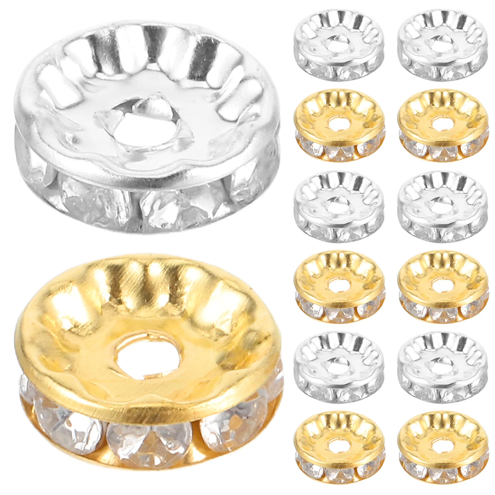 

200Pcs Rondelle Rhinestone Beads Sparkle Loose Spacers DIY Jewelry Accessories Necklace Bracelet Earrings Crafting