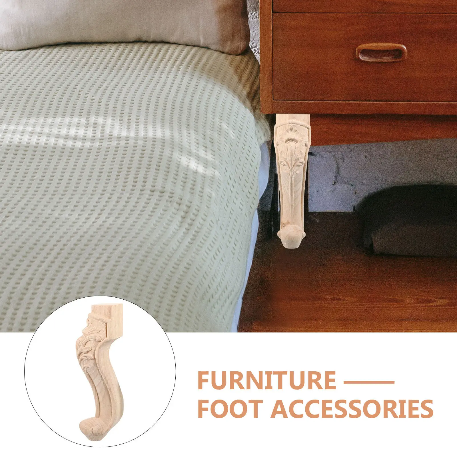 Wooden Furniture Leg European Style Carved Rubberwood Replacement Sofa Chair Table Legs Furniture Feet Wood Legs