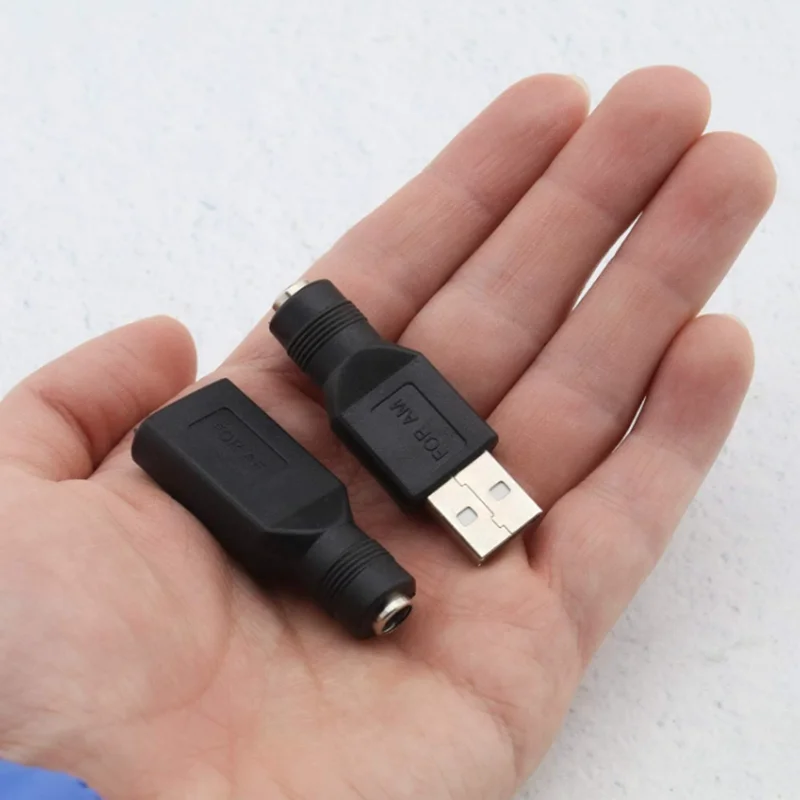 Computer Mobile Phone Charger Adapter Connector Brand New USB2.0 Male Female to 5.5mm x 2.1mm Female DC Power Converter,