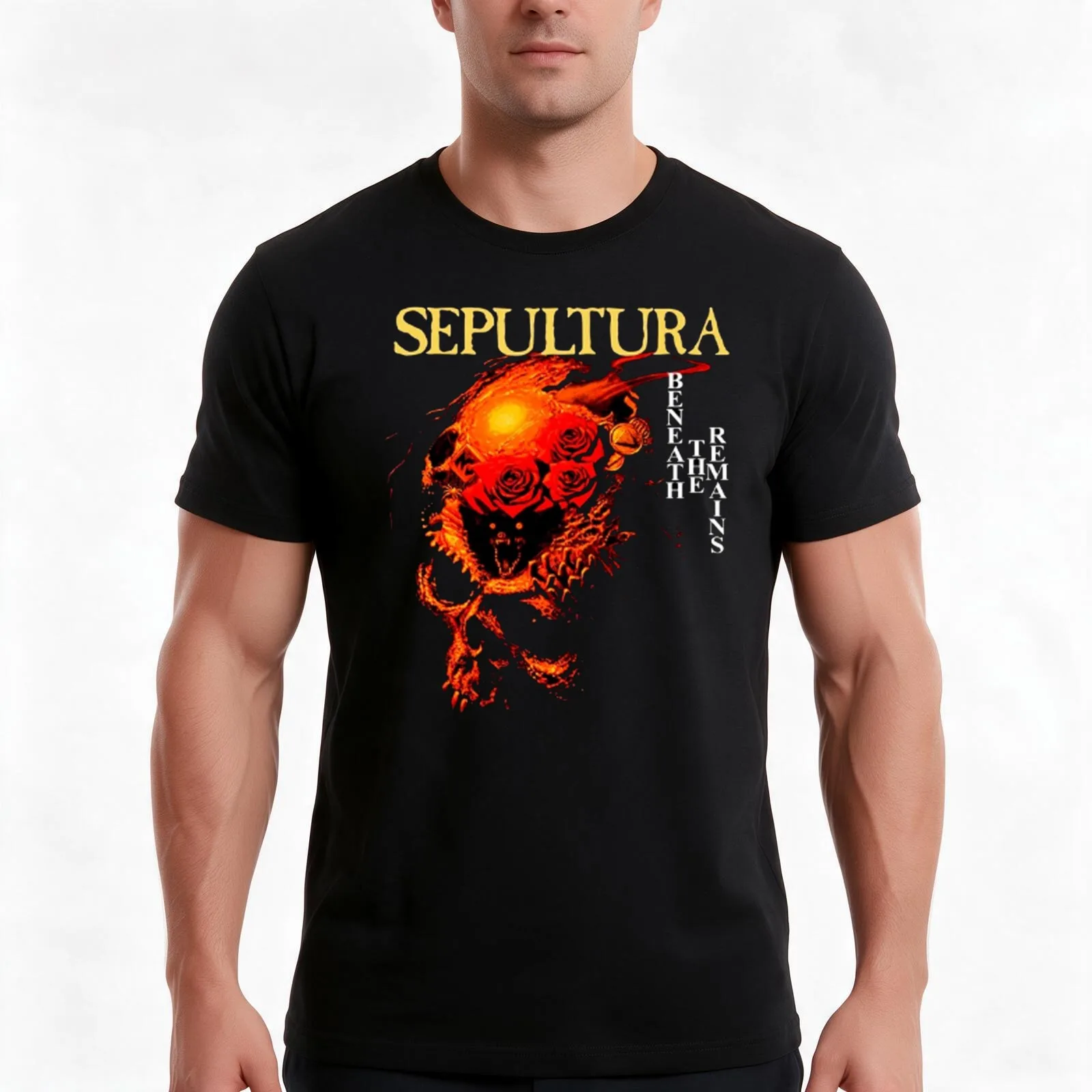 Beneath the remains T-Shirt, Summer Casual Cotton Tee, Oversized Streetwear Tops, Vintage Graphic Print, Loose Fit Short Sleeve