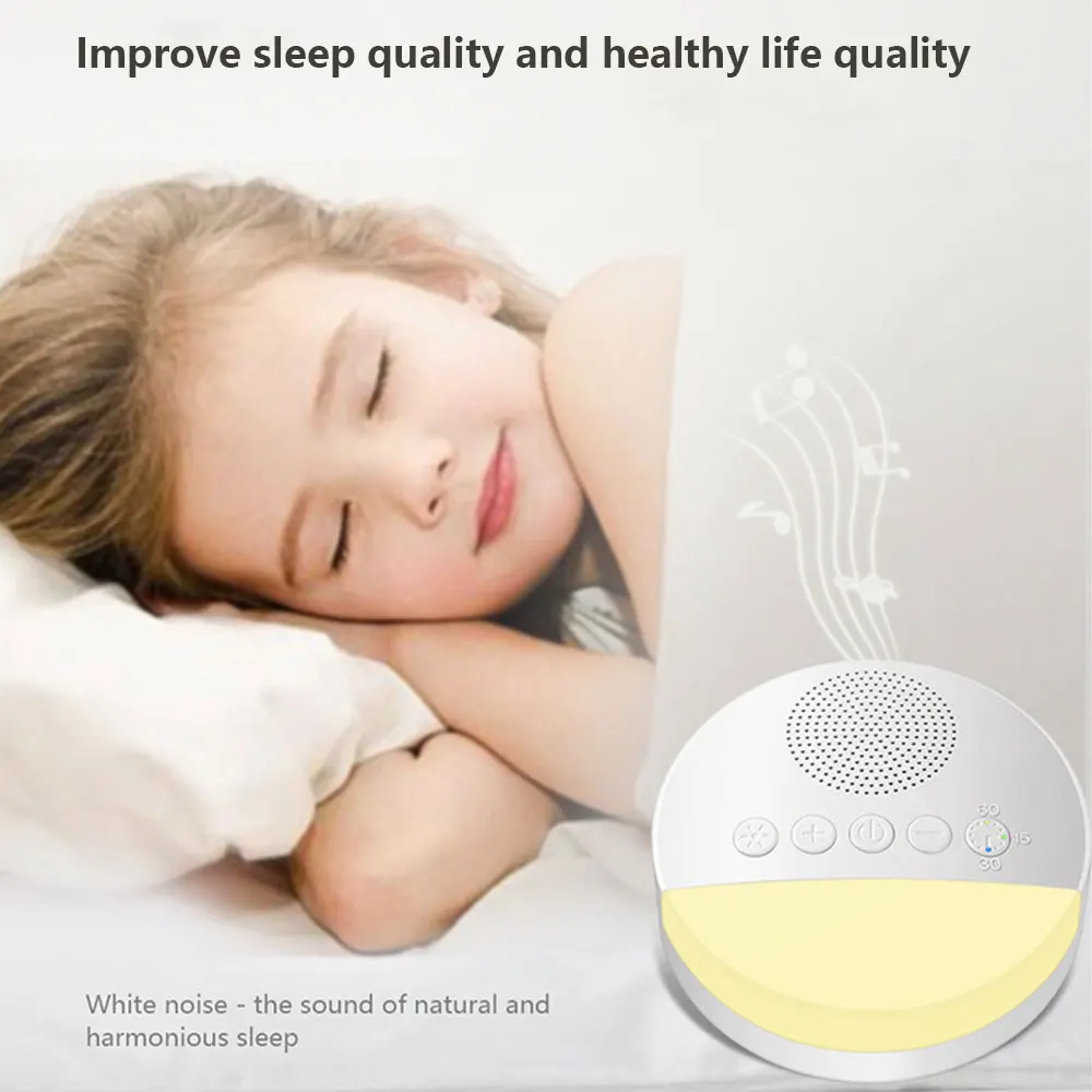 Baby White Noise Machine USB oplaadbare getimede uitschakeling Slaapmachine Babyslaapgeluidsspeler Nachtlampje Timer Ruisspeler