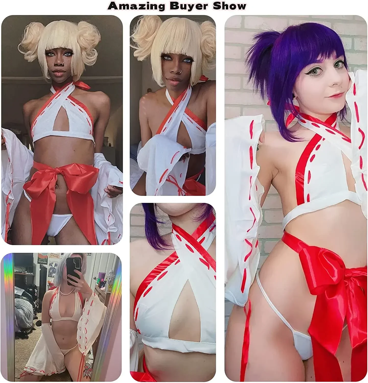 

Tenue de Cosplay Japonaise Ata ko pour Femme, Kimono Rouge et Blanc, Ensemble Soutien-Gorge et Culotte, Costume de Sorcière