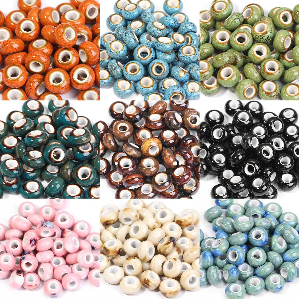 Multicolor Ceramic Porcelain Round Beads Bracelet Necklace DIY Handmade Jewelry Making Ceramic Accessories