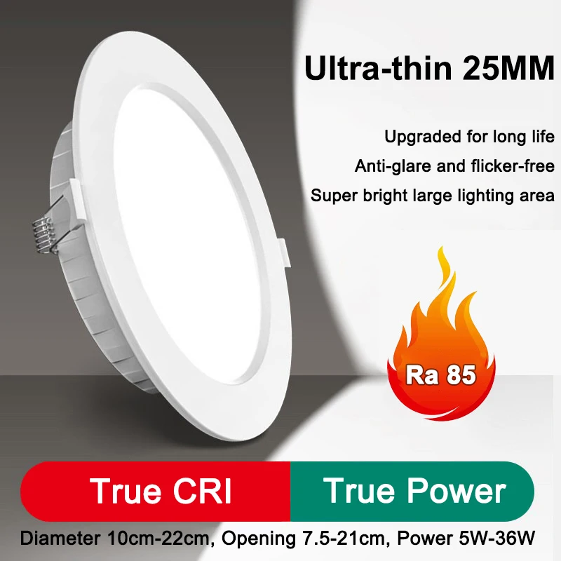 

Ultra-thin High Brightness 5W-28W Ra85 220V Led Ceiling Lamp Down Light Living Room Recessed Lighting Ceiling Downlight