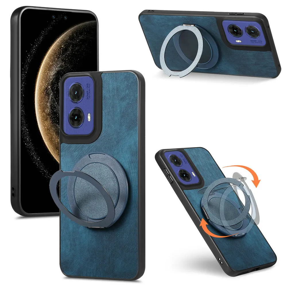 G85 G55 G45 G35 G34 5G Funda de lujo anillo magnético Panel trasero de cuero para Motorola Moto G34 cubierta de parachoques Capa Moto G 85 55 34 Funda