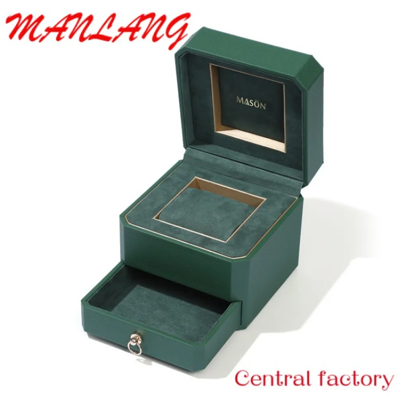 Custom  Custom leather watch box Watch packaging box with logo double space jewelry gift box