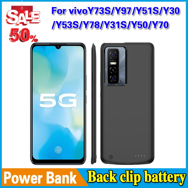

High-Quality Back Clip Battery 6000mAh Power Bank for vivoY73S/Y97/Y51S/Y30/Y53S/Y78/Y31S/Y50/Y70 Battery Power Case Powerbank