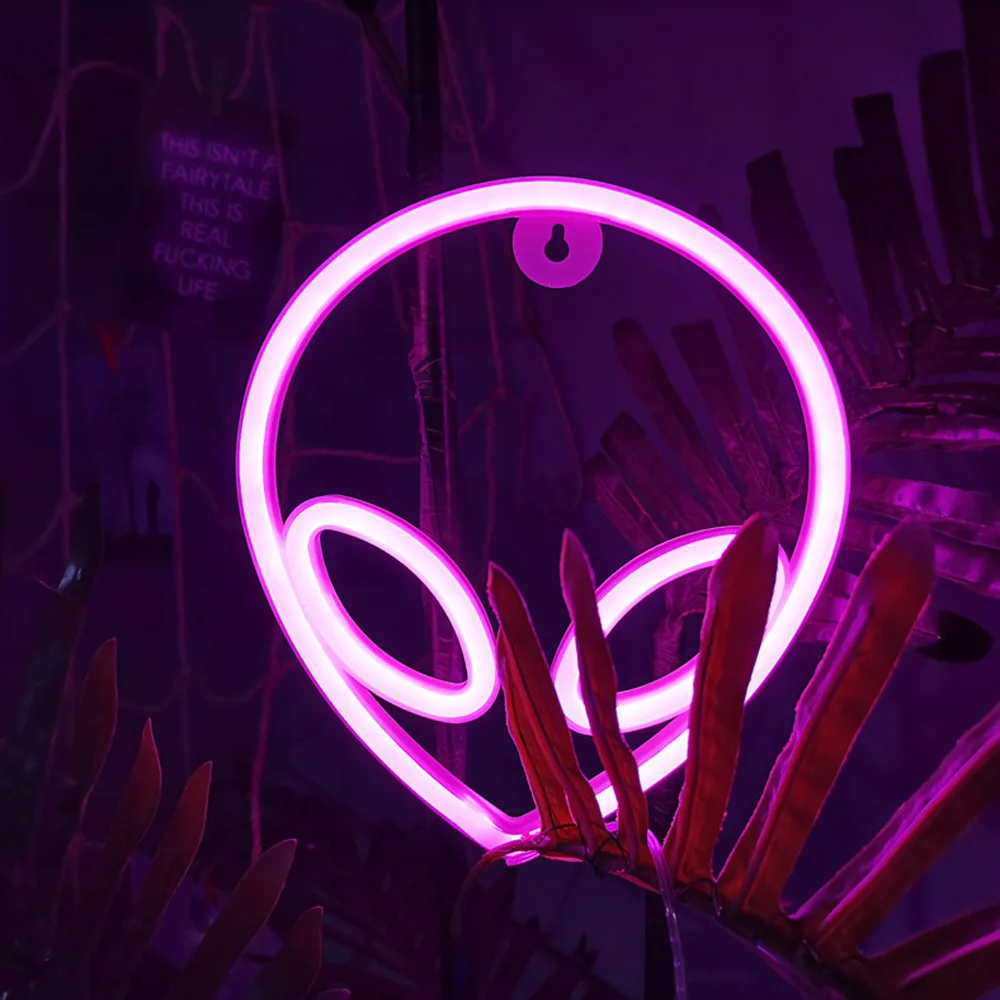 LED Alien Neon Lights Modeling Colorful Lights Hanging Wall Ambient Lights Holiday Party Gaming Room Bedroom Decoration Lights