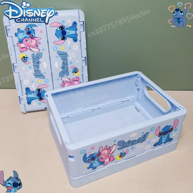 

New Disney Stitch Desktop Foldable Storage Box Anime Figure School Supplies Stationery Storage Basket Wholesale Children's Gifts