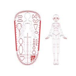 2 pcs/set Fashion Girl Ruler Fashion Illustration Template Girls' Clothing Design Measurements Contains Body Proportion Guide