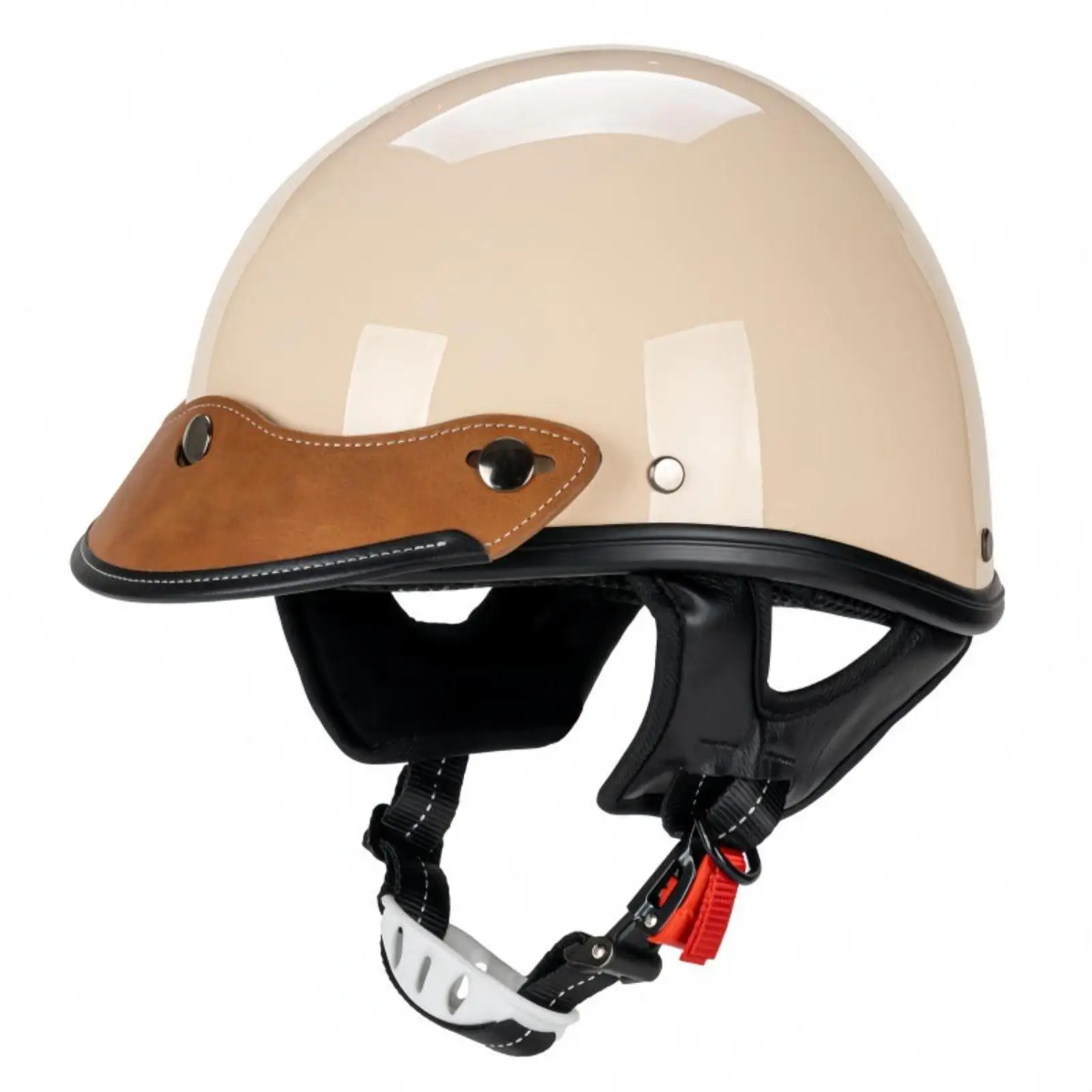 PU Leather Retro Motorcycle Helmet Sun Visor Extended Peak 3 Snap Secure Mount Universal Replacement Shield for Classic Helmets