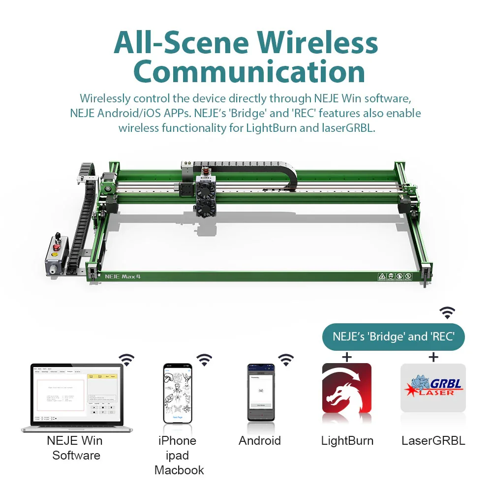 La mejor máquina de grabado láser de 2025, NEJE Max 4 V2, 1000 mm/seg, 24 W, madera/vidrio/piedra, enfoque automático, envío rápido a todo el mundo