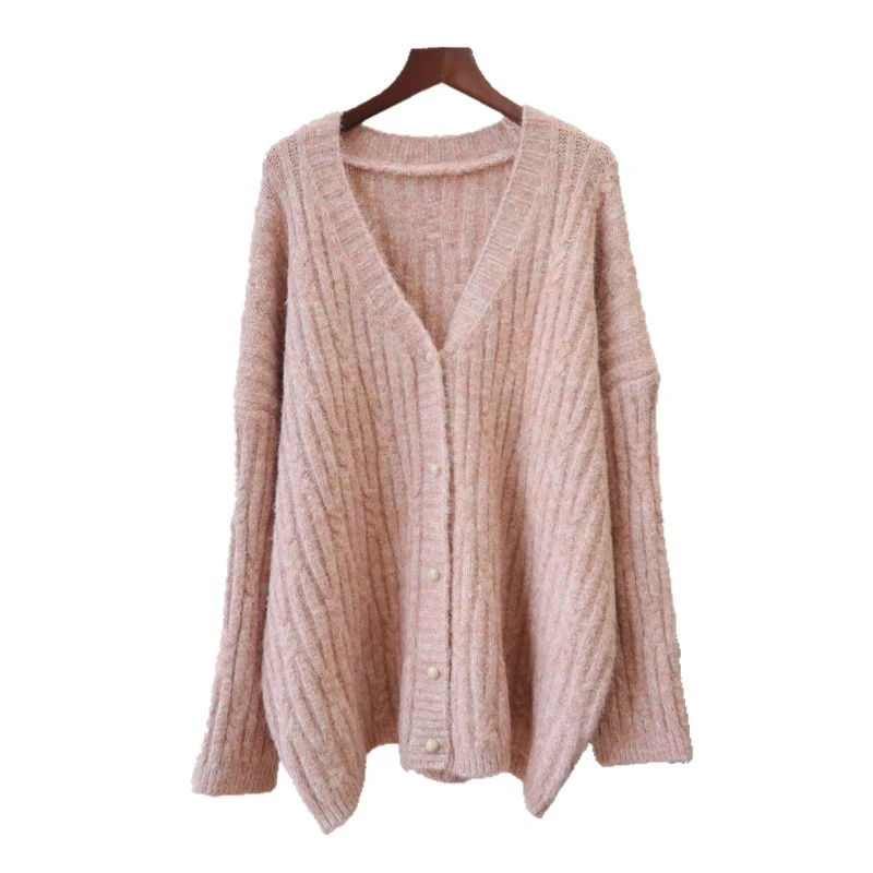 Cardigan mi-long pour femme, manteaux, vestes décontractées, amples, col en V, pulls Y2k, Streetwear, tricot élégant, automne hiver 2026