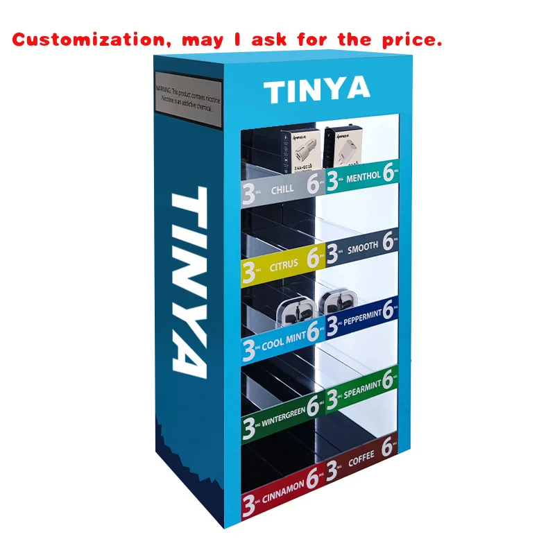 custom.Custom 5 Layers Tabletop Led Acrylic ZYN Nicotin Pouches Display Rack Auto Pusher Spring Snus Display Rack