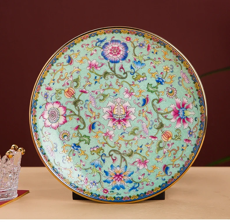 Phnom Penh Enamel Ceramic Plate Creative Flower Texture Relief Steak Dinner Plates Chinese style Tableware Dish Dessert Dishes