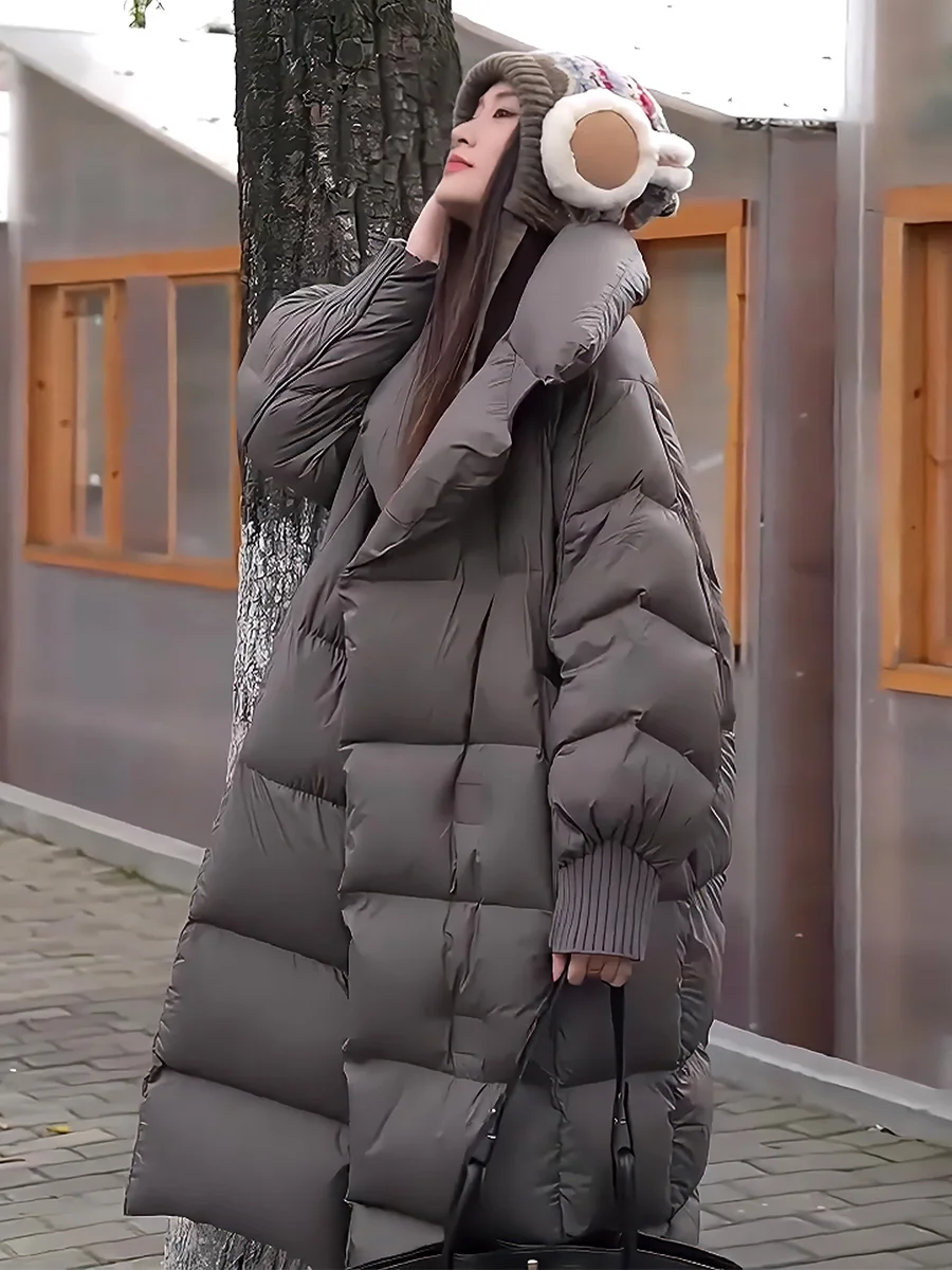 Chaqueta Acolchada de Plumón para Mujer, Color Blanco, con Forro de Felpa, Cuello Alto, Abrigo Cálido de Longitud Media, Versátil y a la Moda