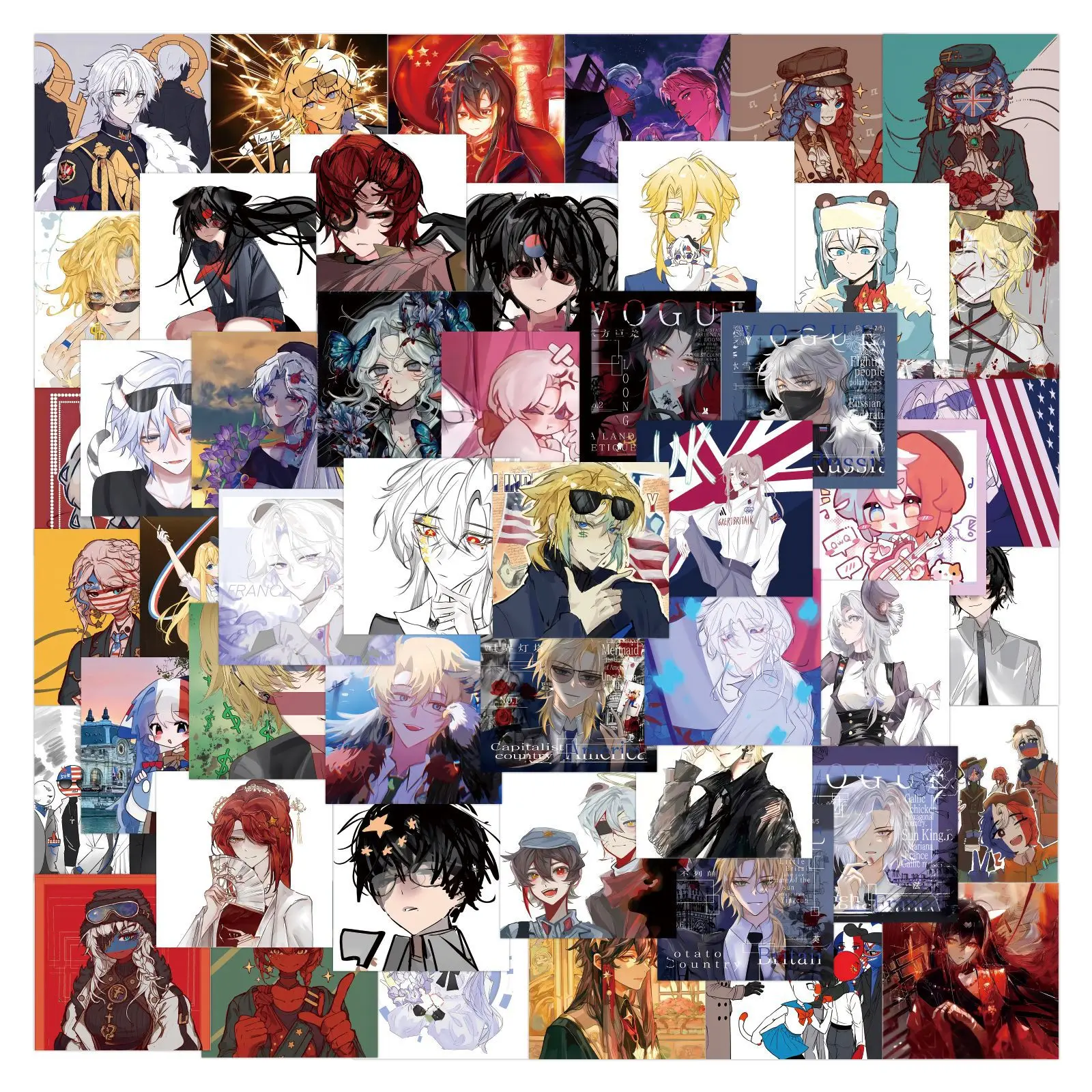 

10/80PCS Country Humans Cartoon Creative Waterproof Stickers DIY Decoration Notebook Mobile Guitar Suitcase Water Cup Graffiti