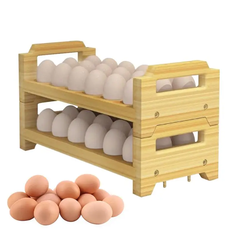 

Stackable Egg Storage Farmhouse 2 Tier Egg Organizer Display Stand Rustic Stackable Kitchen Counter Display Rack For Duck Eggs