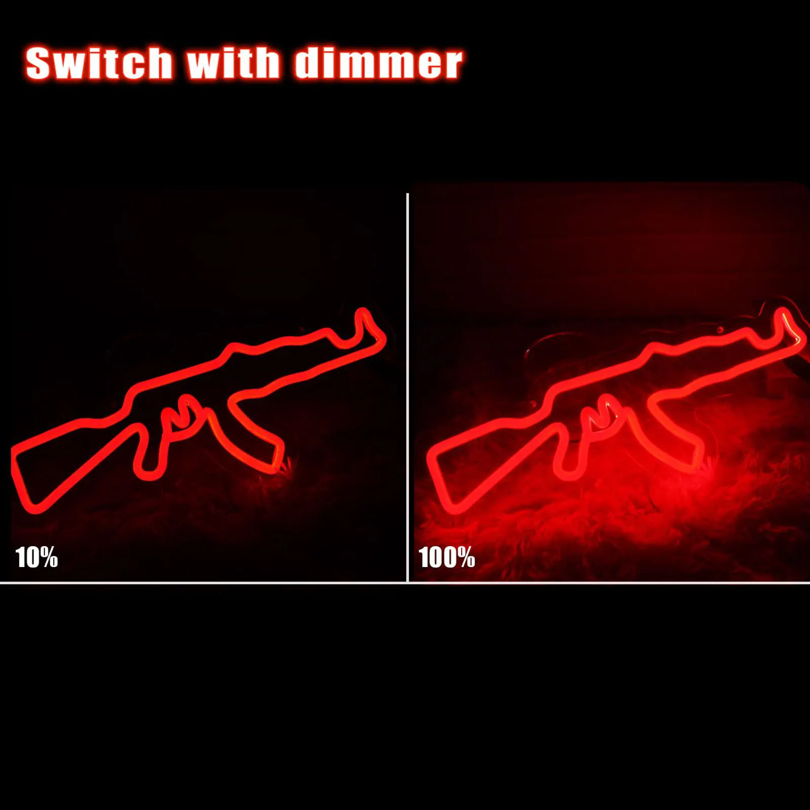 AK47 Gun Neon Sign Gun Neon Light LED Neon Sign for Wall Décor Dimmable LED Neon Light for Bar Restaurant Music Concert