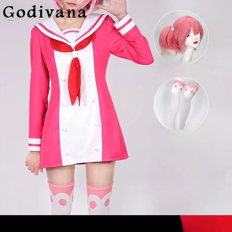 

Bow Tie Headwear Socks Dress Anime Munou No Nana Hiiragi Nana Cosplay Dress Women Girls Halloween Carnival Party Uniform Set
