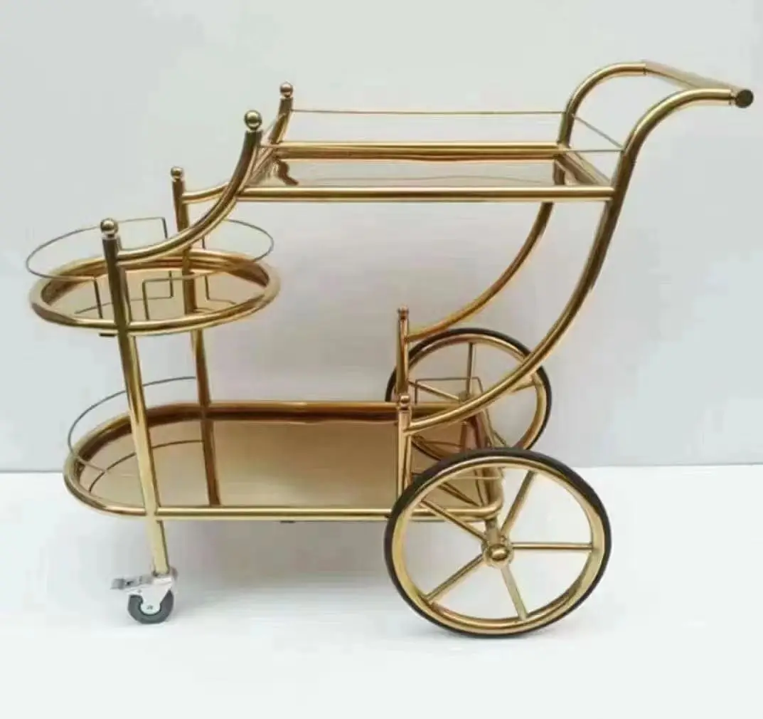 Dining cart, trolley, restaurant, mobile hand push, food delivery cart, light luxury wine cart, household meal side tea cart