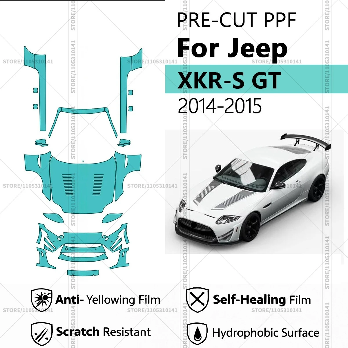 

For Jaguar XKR-S GT 2014-2015 Pre-Cut Paint Protection Film PPF Transparent Car Film Professional Automotive Front Kit - Rockers