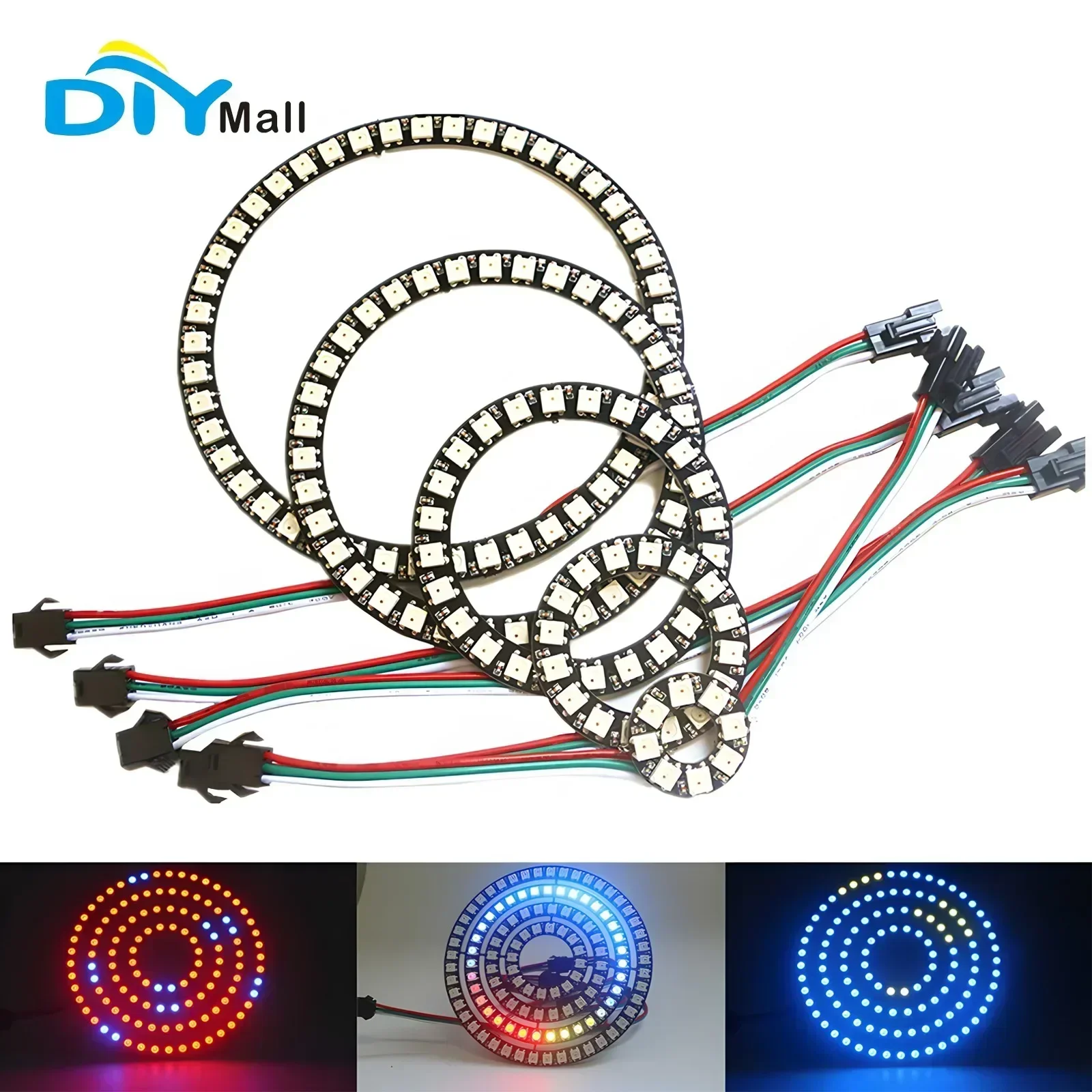 WS2812B 5050 RGB LED Ring 7 / 8 / 12 / 16 / 24 / 60 Bits Lamp Light with Integrated Drivers WS2812 for Arduino Raspberry Pi