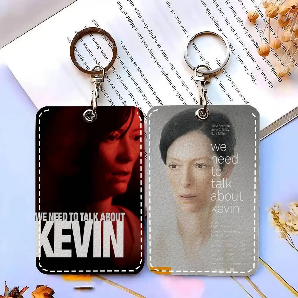 We Need To Talk About K-Kevin Movie Card Case Keychain Access Card Bag Key Tag Ring Leather Card Holder Key Ring Access