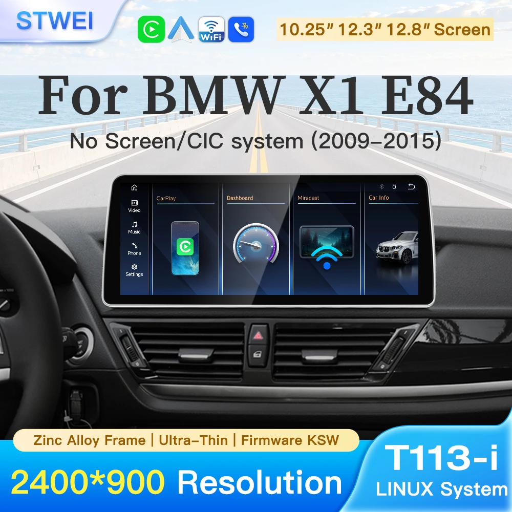 stwei Linux System 10.25 12.3 12.8inch Slim Screen For BMW X1 E84 Wireless CarPlay Auto Car Video Players