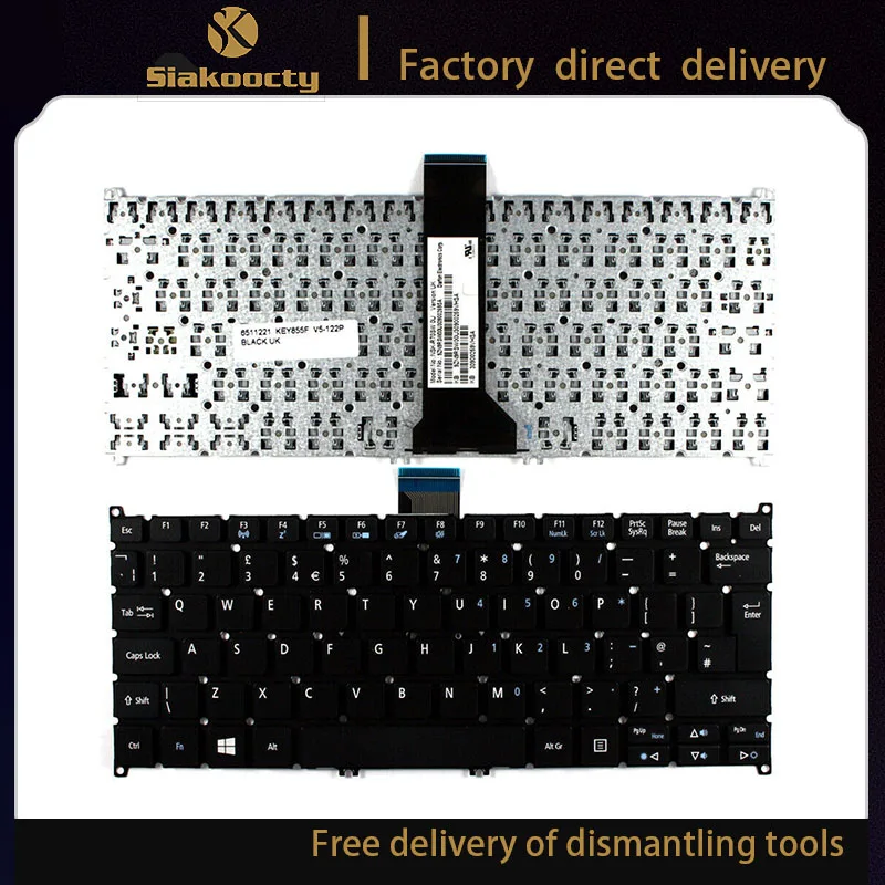 

Siakoocty for Acer Aspire V5-122P Black Windows 8 UK Layout Replacement Laptop Keyboard