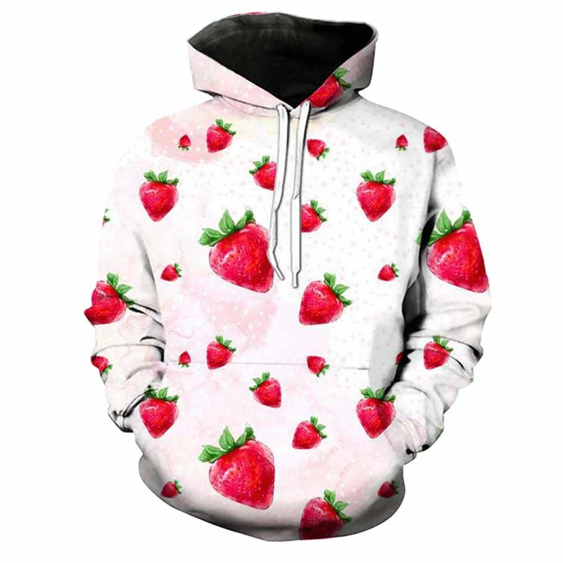 

3D Fruit Print Hoodie For Men Strawberry Watermelon Graphic Hoodie Sweatshirt For Kids Fashion Fun Jumper Y2K Oversized Clothing