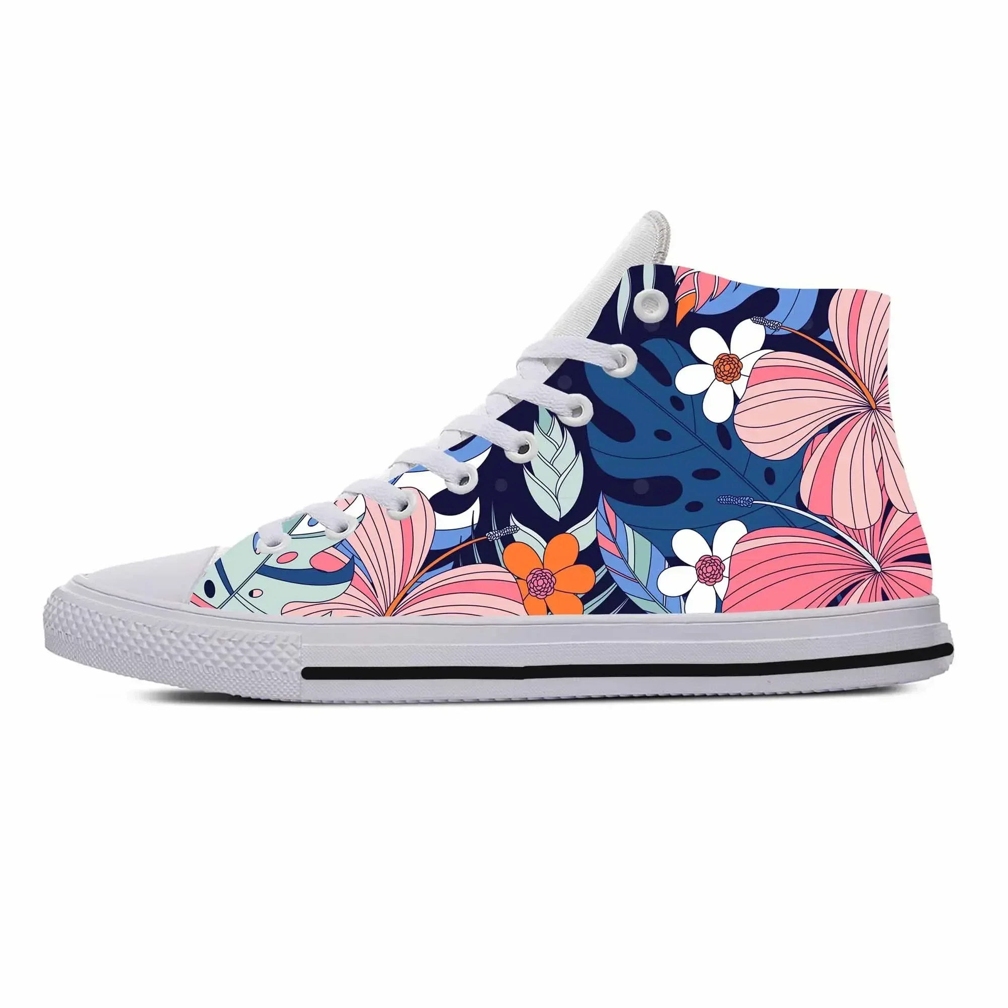 

Tropical Floral Flower Leaves Pattern Aesthetic Casual Cloth Shoes High Top Comfortable Breathable 3D Print Men Women Sneakers