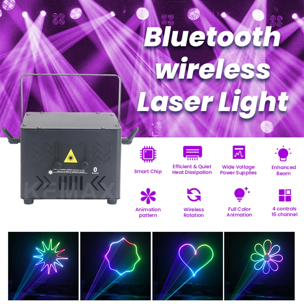 Bluetooth Lazer Light 3W 5W APP Control Animation Laser Cube Projector DMX Beam Scanner DJ Stage Lights For Party Nightclub Bar