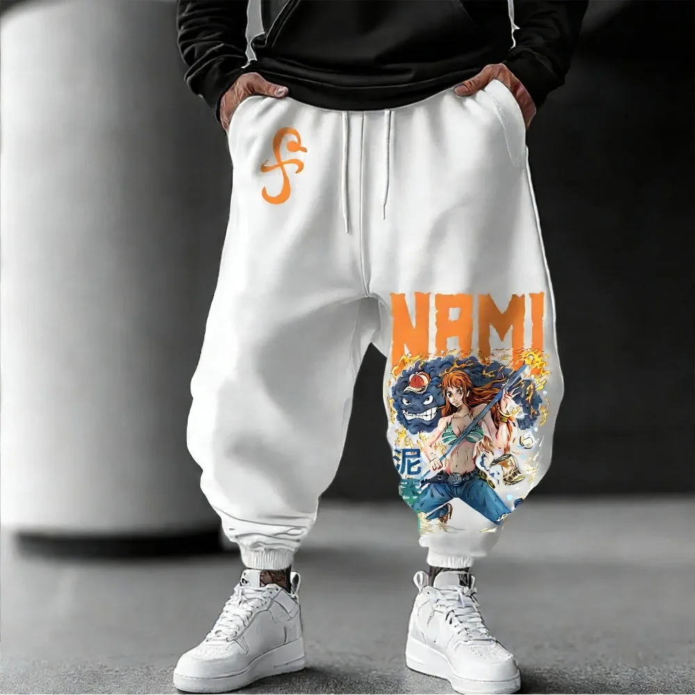 

One Piece Unisex Pure Cotton Sports Pants Nami 2026 Spring and Summer Harajuku Anime Print American Hip-hop Loose Pants